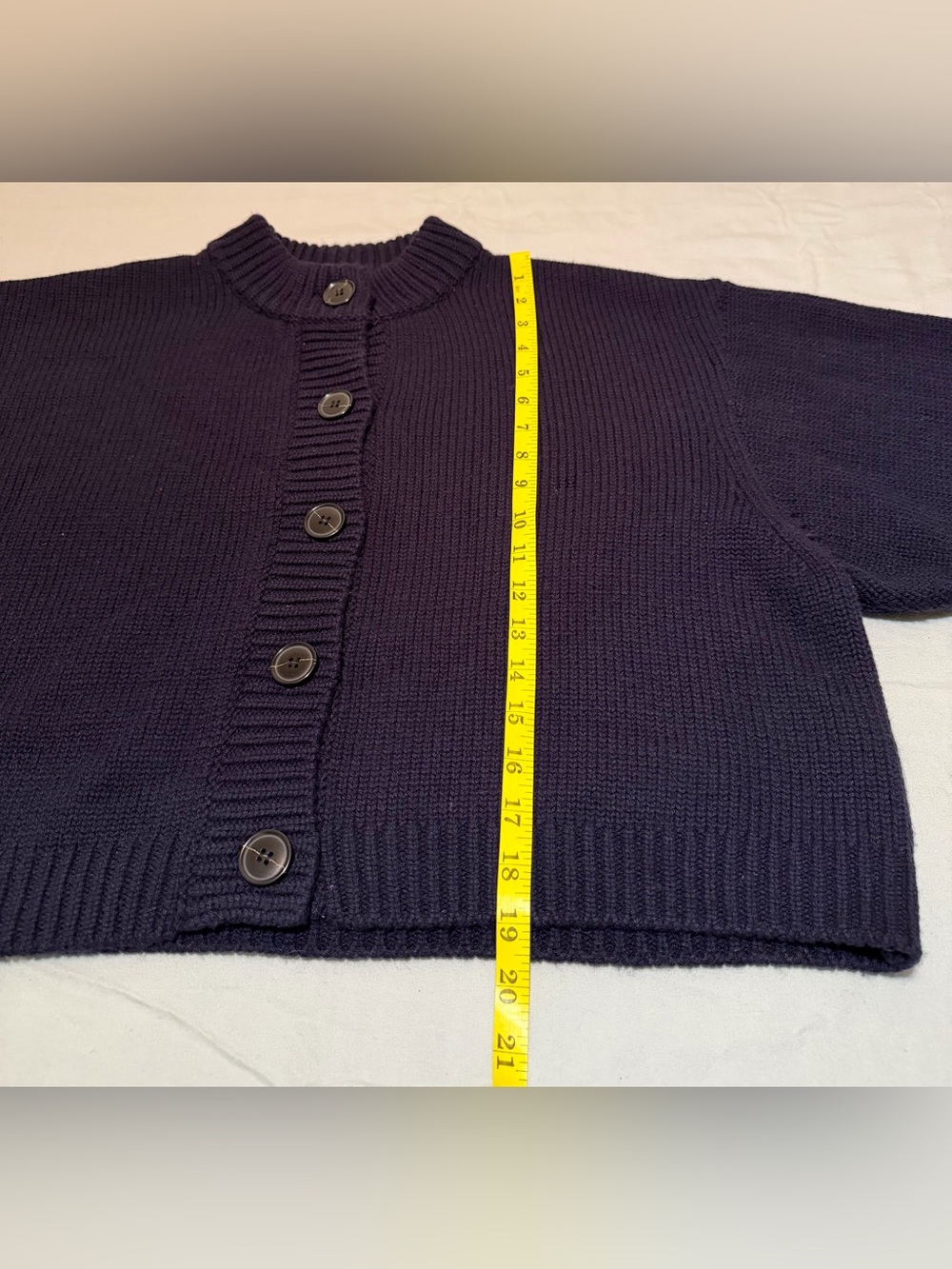 FRAME Chunky Femme Wool Cashmere Rib Knit Cardigan Navy S - Picture 8 of 12